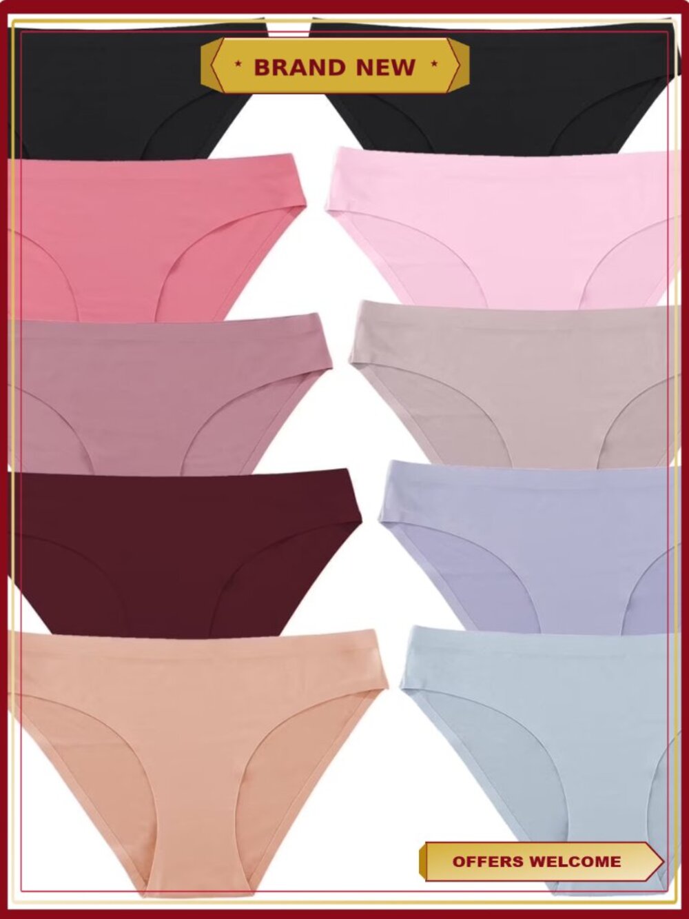 10 Pack No Show Seamless Bikini Panties for Women Nylon Soft Stretch Hipster
